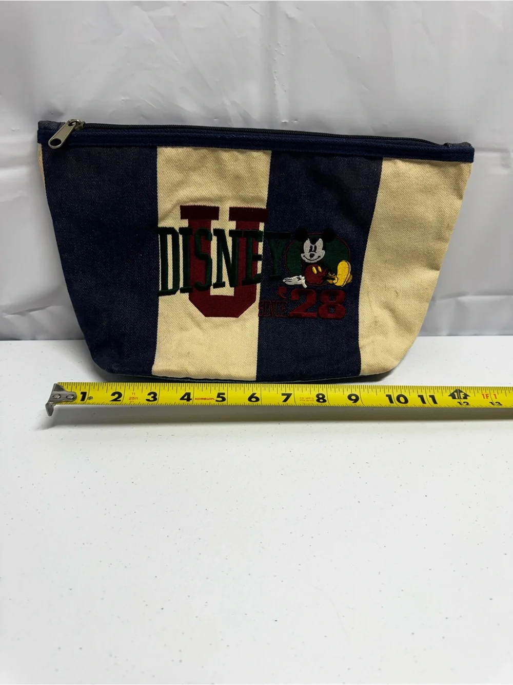 Disney University Mickey Denim Zipper Bag Makeup Travel Bag